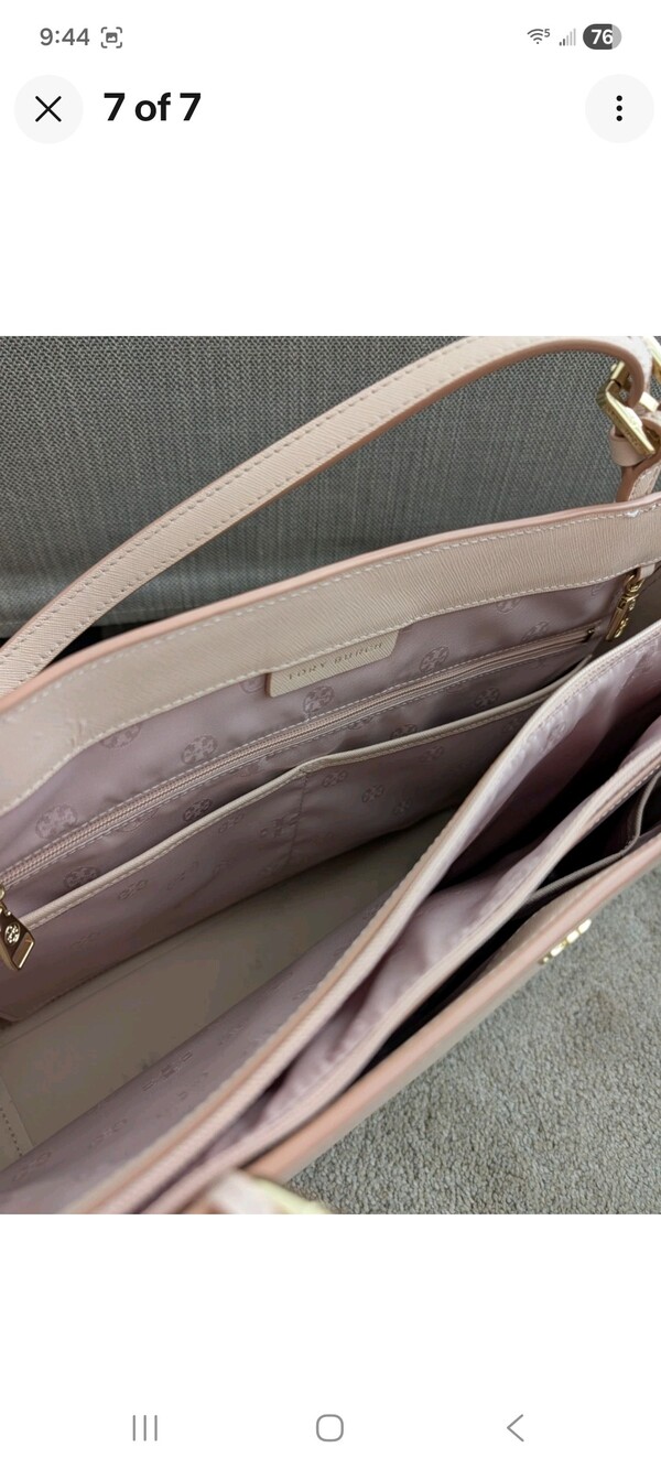 Large Tory Burch Perry Triple Compartment Tote Pink Like New - Picture 6 of 10